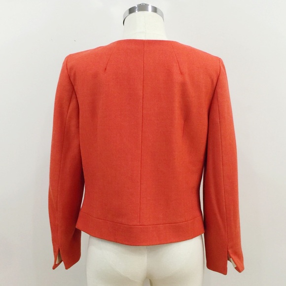 •J.Crew• orange wool cropped blazer 3/4 sleeve - Picture 4 of 4